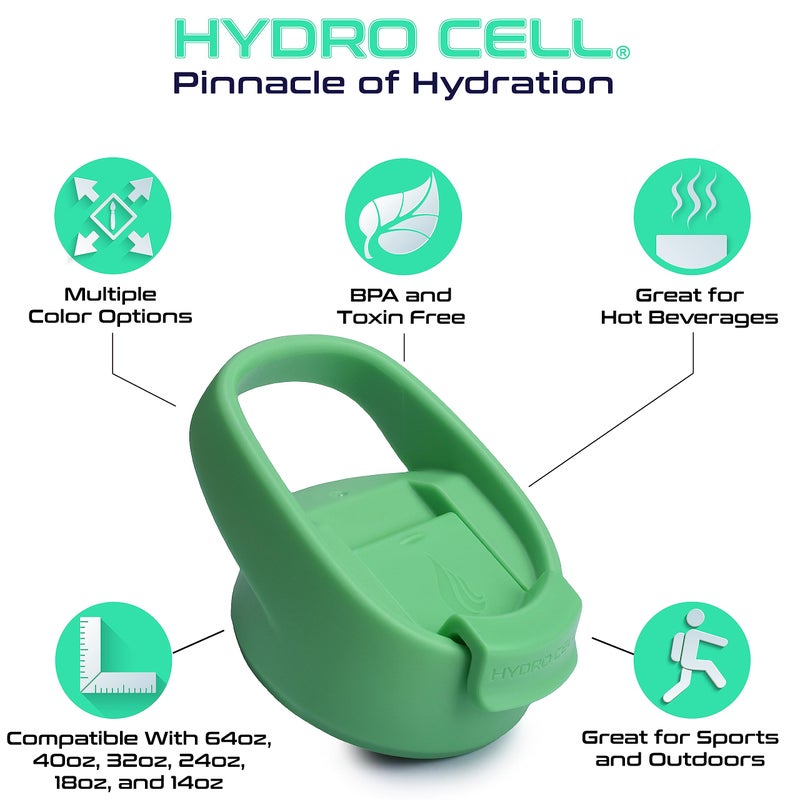 HYDRO CELL غطاء قهوة HYDRO CELL Easy Sip لزجاجات المياه ذات الفم الواسع - غطاء بديل علوي خالٍ من مادة BPA - 64 أونصة 40 أونصة 32 أونصة 24 أونصة 18 أونصة 14 أونصة. إكسسوارات علوية رياضية (غطاء قهوة بالنعناع 14 أونصة - 64 أونصة) - Image 3
